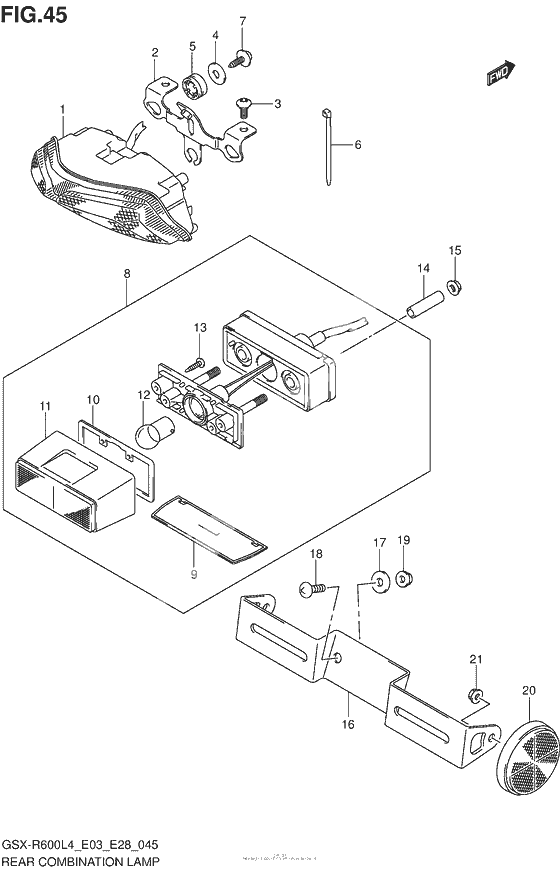 Задний фонарь (Стоп-сигнал) (Gsx-R600L4 E28)