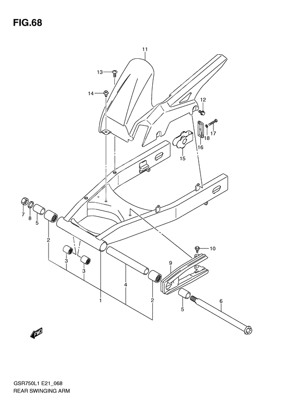 Rear swinging arm