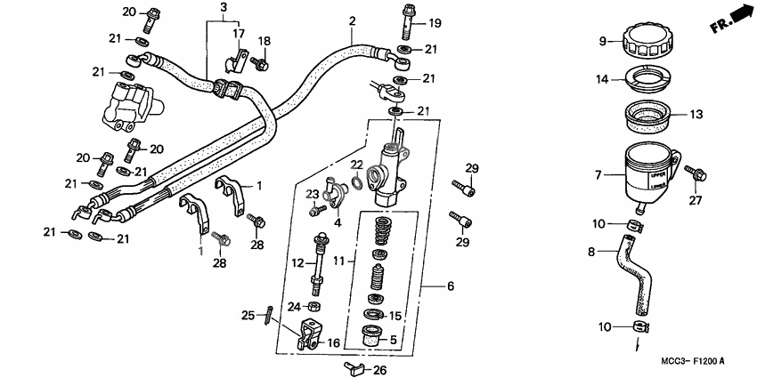 Rr. brake master cylinder