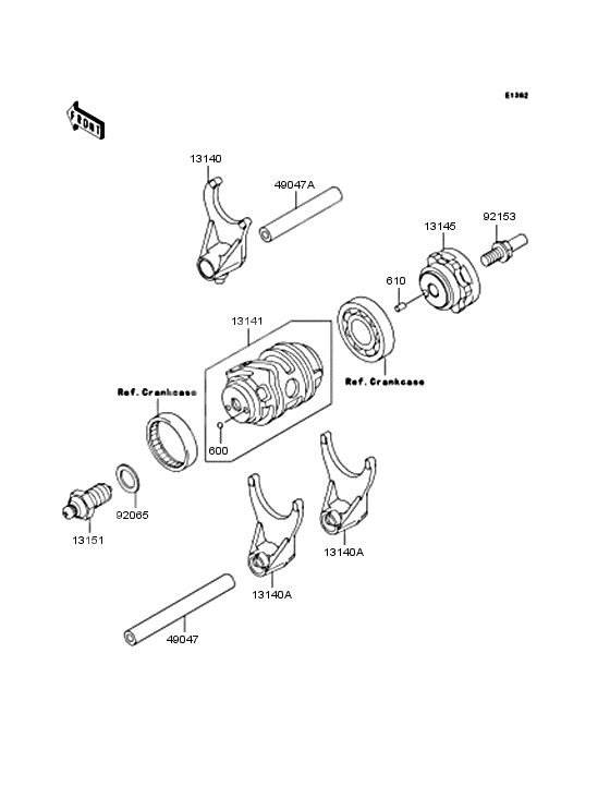 Gear change drum & forks
