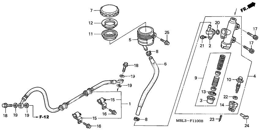 Rr. brake master cylinder              

                  NT650VW/X/Y/1