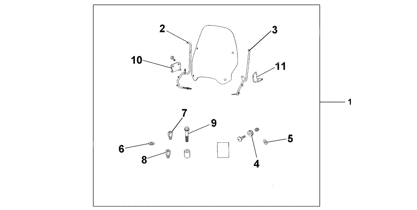 Windshield excl knuckle guards