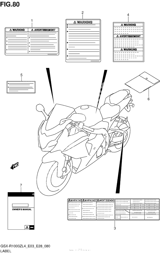Информационные наклейки (Gsx-R1000Zl4 E28)