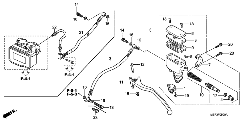 Rear brake master cylinder