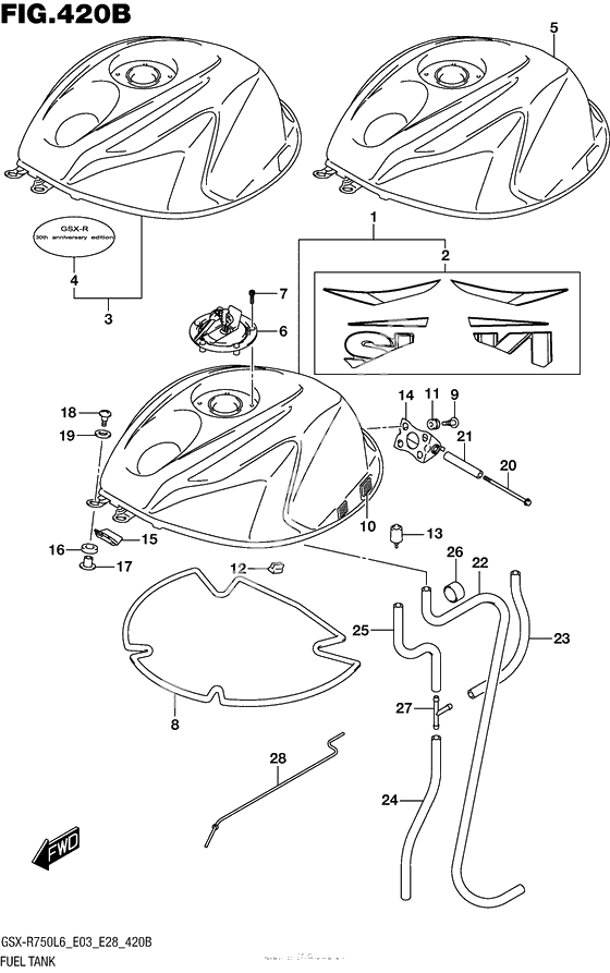 Топливный бак (Gsx-R750L6 E28)