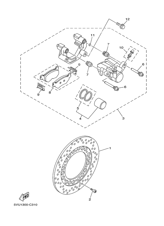 Rear brake caliper
