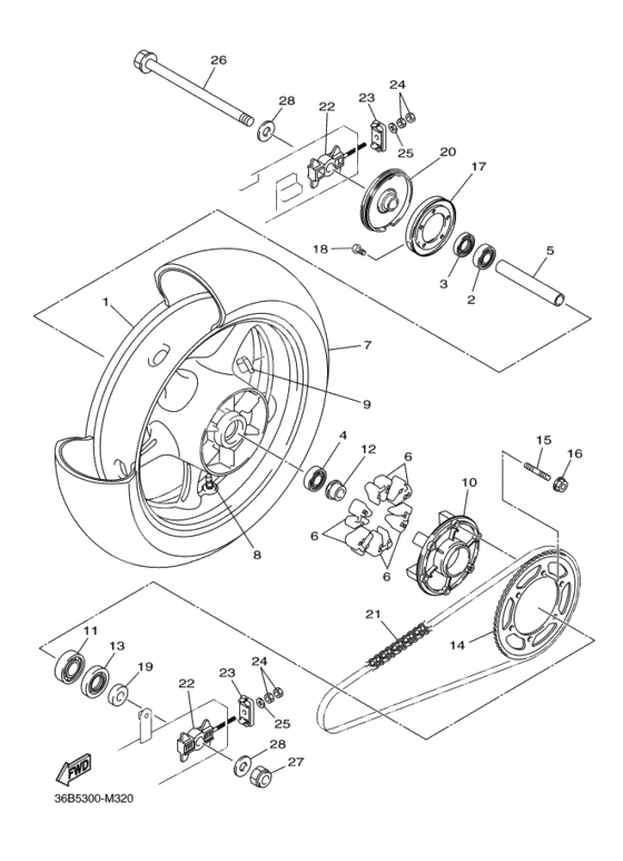 Rear wheel complete assy