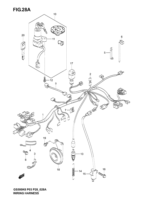 Wiring harness              

                  Gs500k4/k5/k6 p28