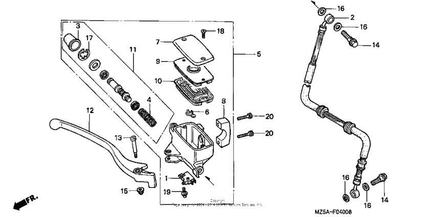 Front brake master cylinder