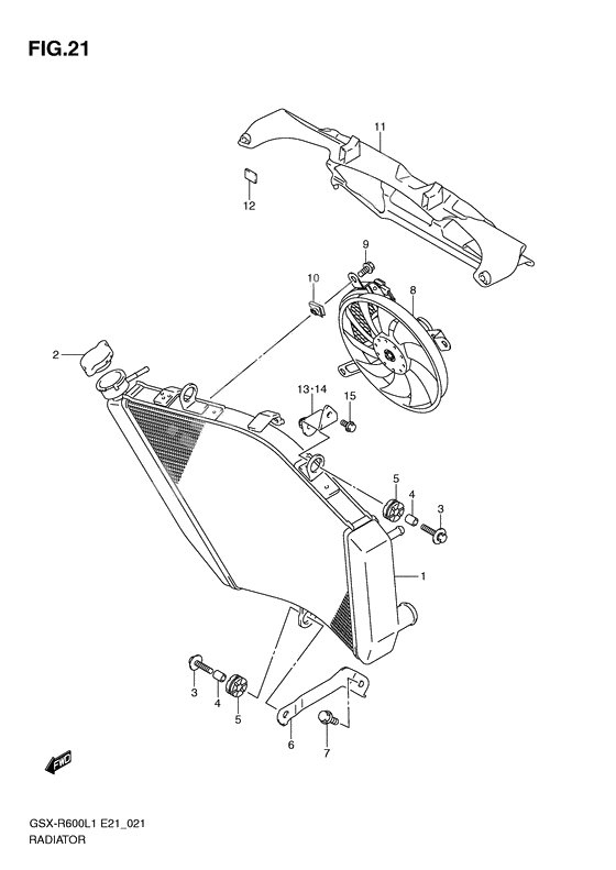 Radiator              

                  Gsx-r600ufl1 e21