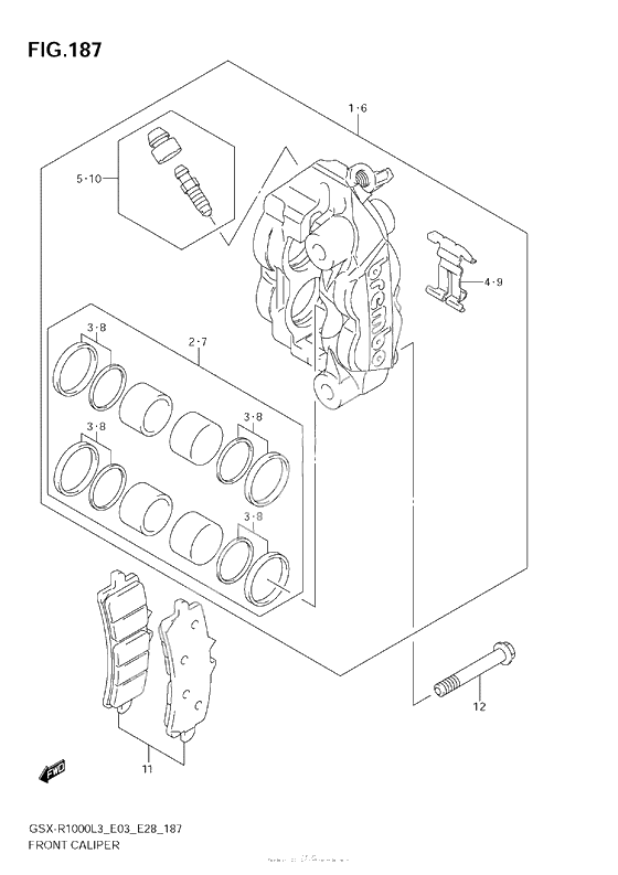 Передний тормозной суппорт (Gsx-R1000Zl3 E03)