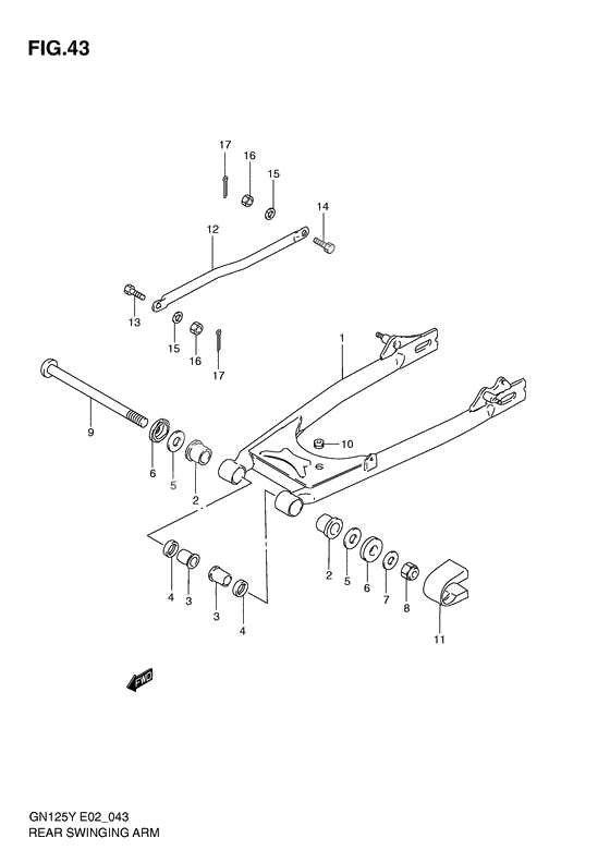 Rear swinging arm