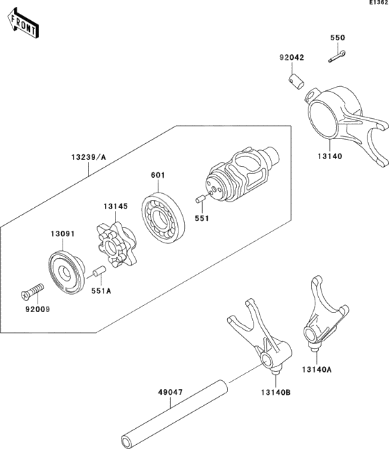 Gear change drum/shift fork(s)