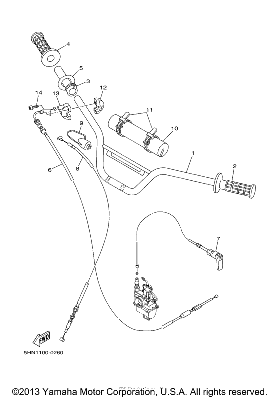 Steering handle cable