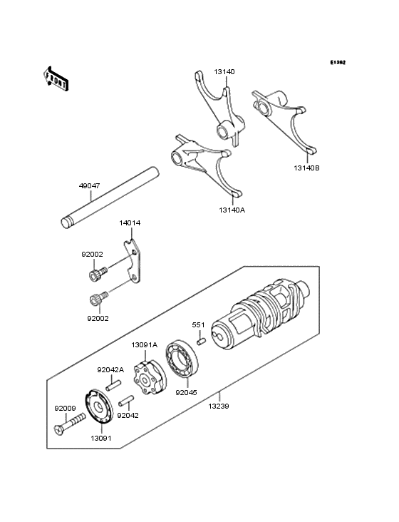 Gear change drum & forks