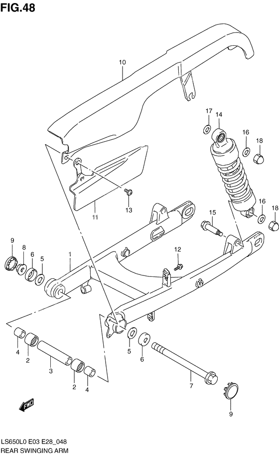 Rear swinging arm