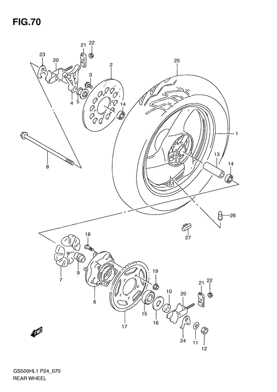 Rear wheel complete assy