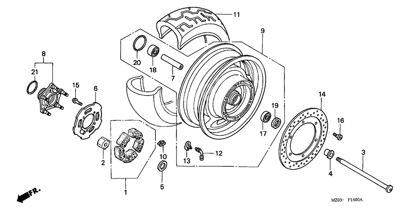 Rear wheel complete assy