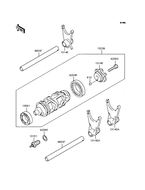 Gear change drum/shift fork              

                  s; 1/2