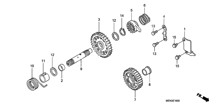 Kick starter spindle