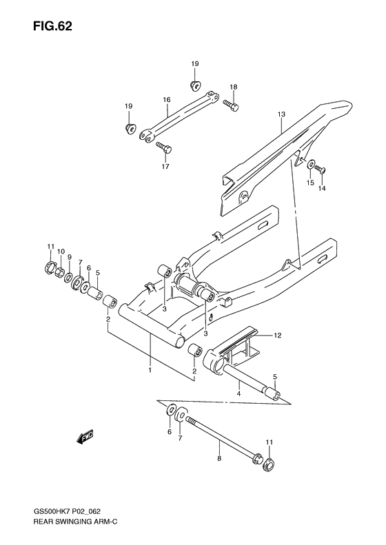 Rear swinging arm