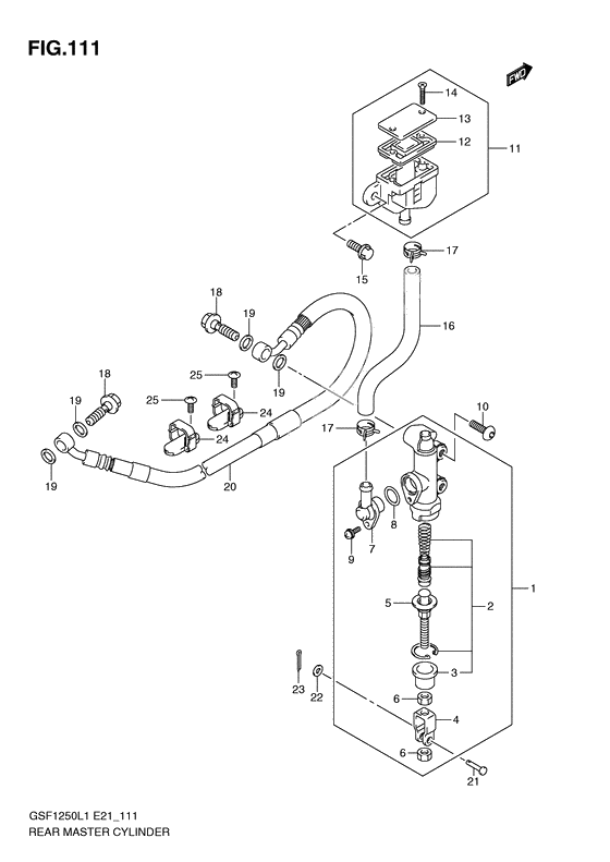 Rear master cylinder              

                  Gsf1250l1 e21