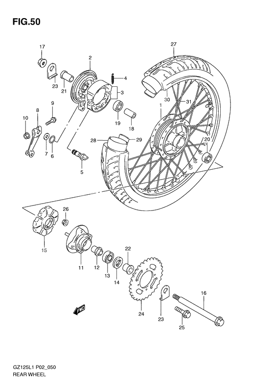 Rear wheel complete assy