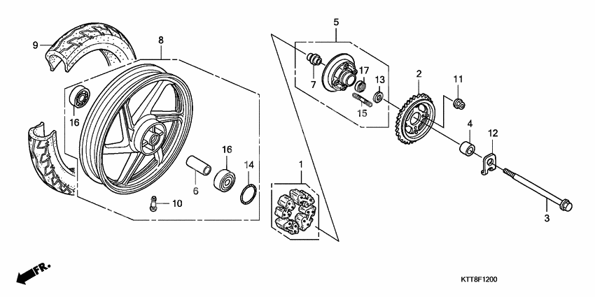 Rear wheel complete assy