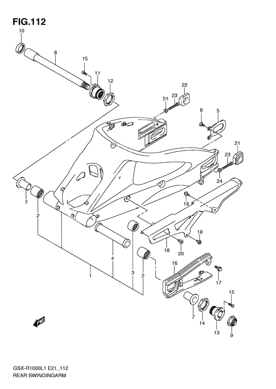 Rear swinging arm