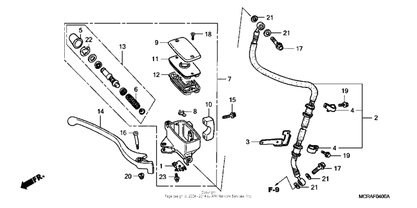 Front brake master cylinder