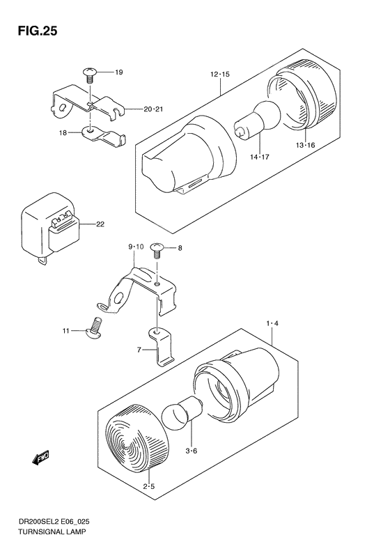 Turnsignal front & rear lamp              

                  Dr200sel2 e06