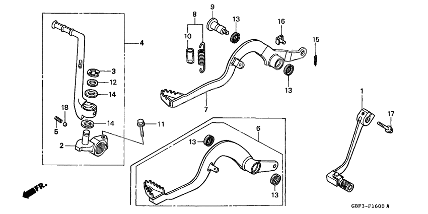 Pedal/kick starter arm