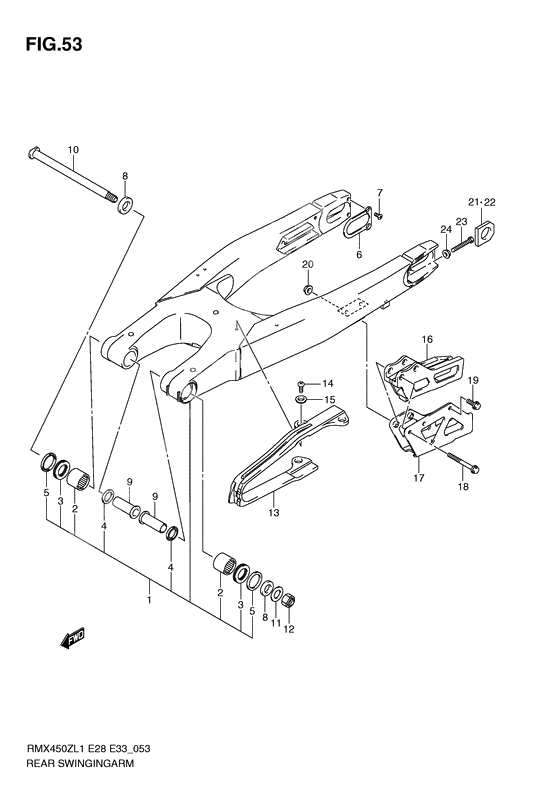 Rear swinging arm