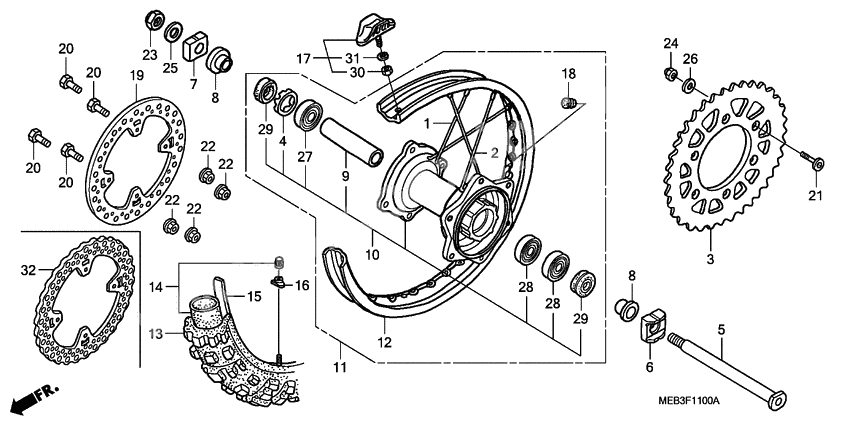 Rear wheel complete assy