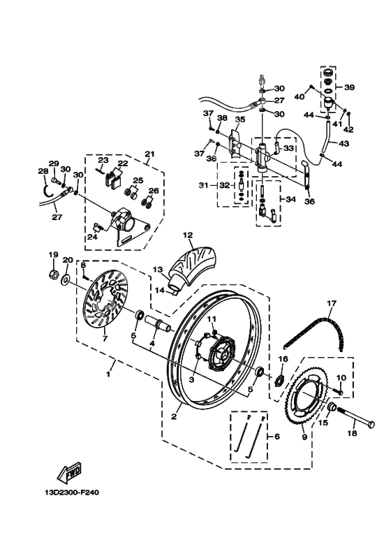Rear wheel & brake system