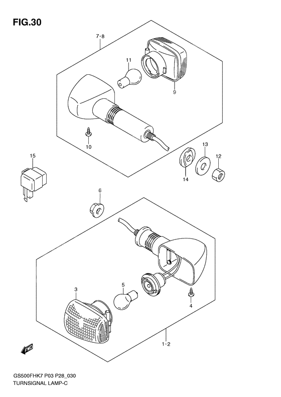 Turnsignal front & rear lamp              

                  Gs500h p28,  p95