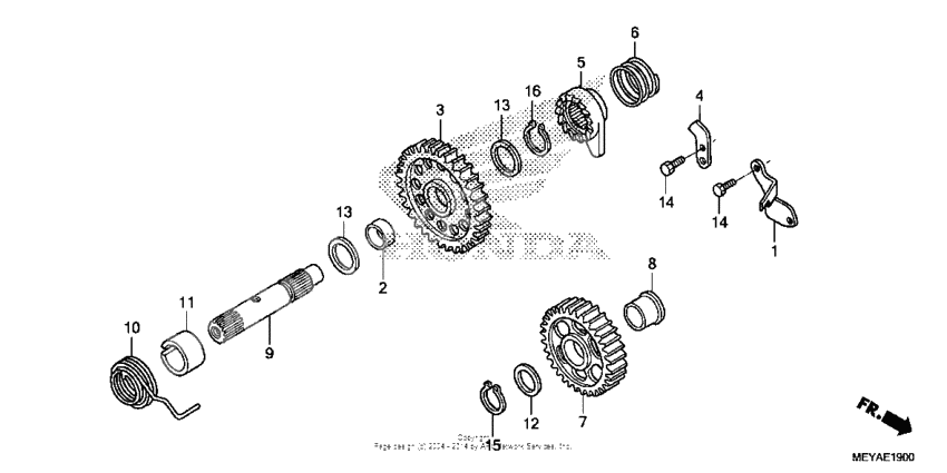 Kick starter spindle