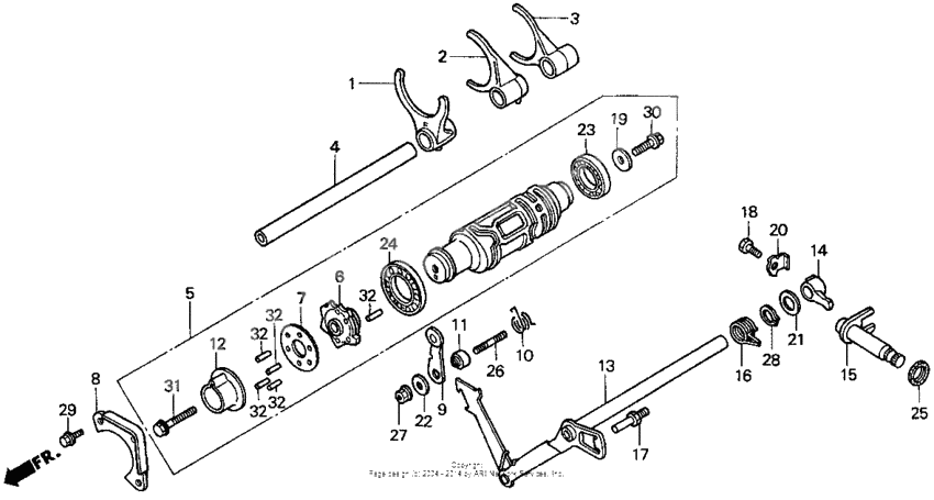 Shift drum + shift fork