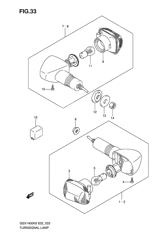 Turnsignal front & rear lamp              

                  Gsx1400k6/k7/zk7 e24