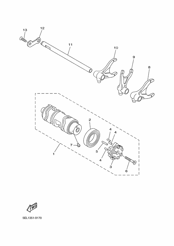 Shift cam. fork