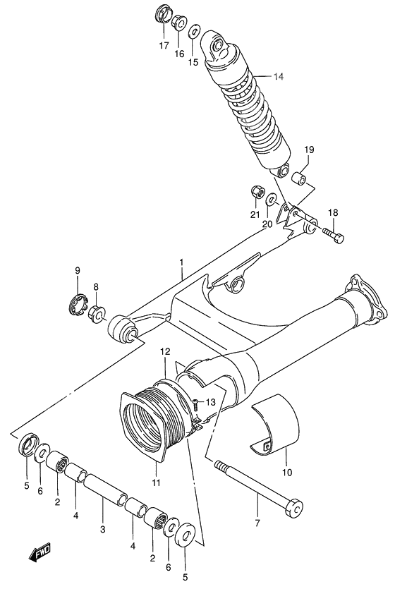 Rear swinging arm