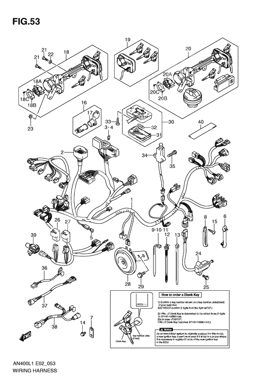 Wiring harness              

                  Imobi) (an400l1 e19