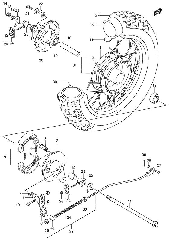Rear wheel complete assy
