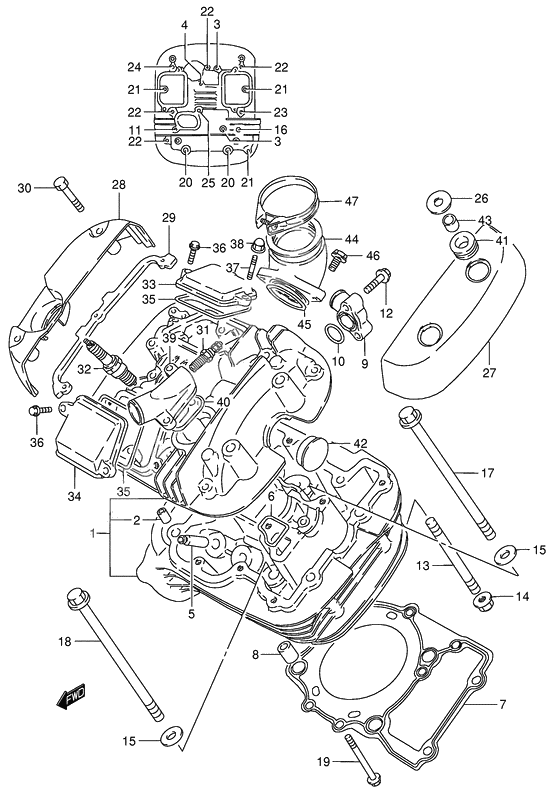 Cylinder head              

                  Front