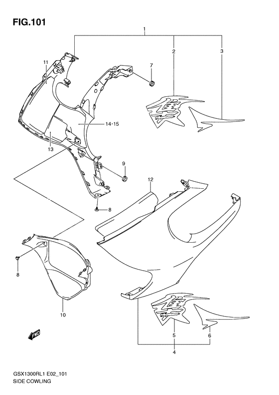 Side cowling              

                  Gsx1300rl1 e2