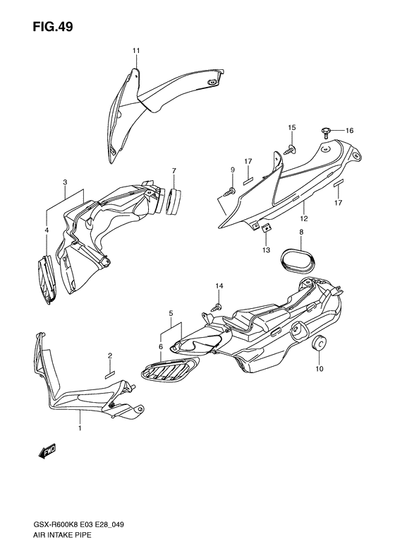 Air intake pipe              

                  Model k8