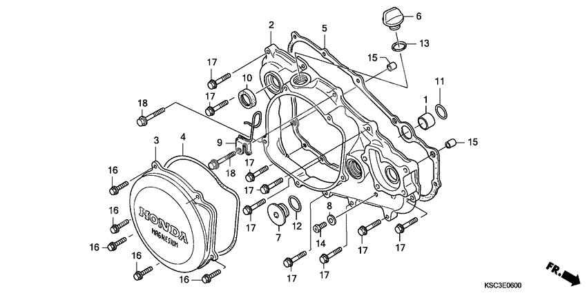 R. crankcase cover