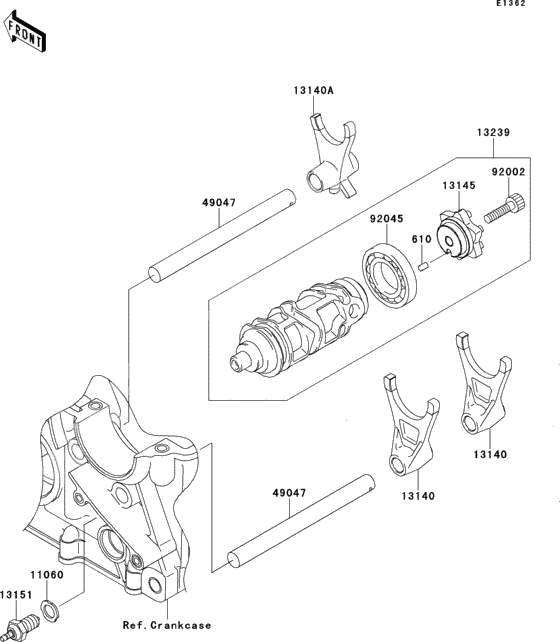 Gear change drum/shift fork(s)