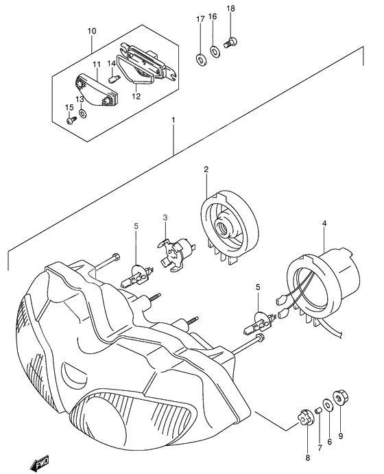 Headlamp              

                  Sv650sx/sux/sy/suy/sk1/suk1/sk2/suk2, see note