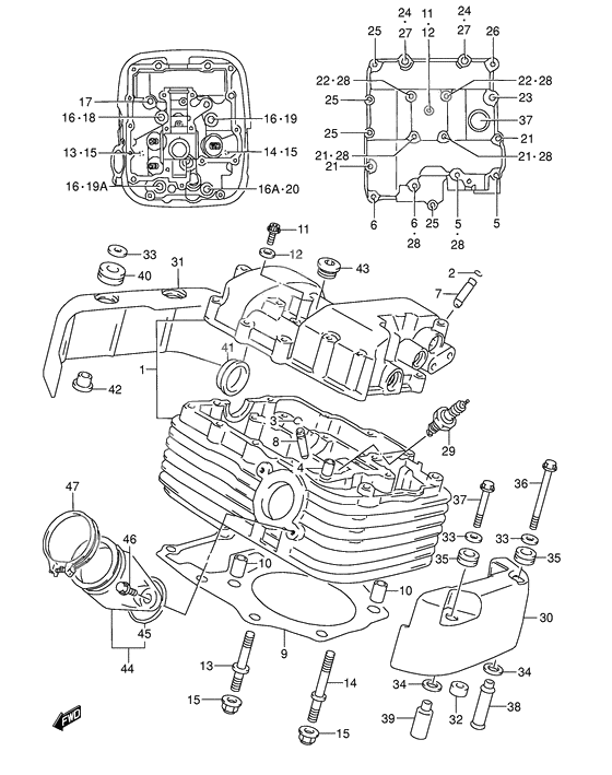 Cylinder head              

                  Rear)(model k1/k2/k3/k4